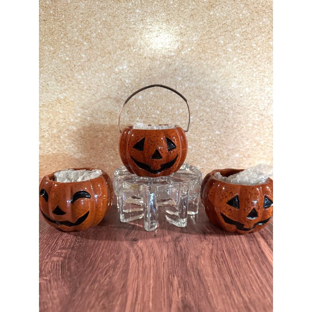 Vintage Set of 3 Country Pumpkin Candy Dishes – Aldi Exclusive (Creepy Cute!)‎